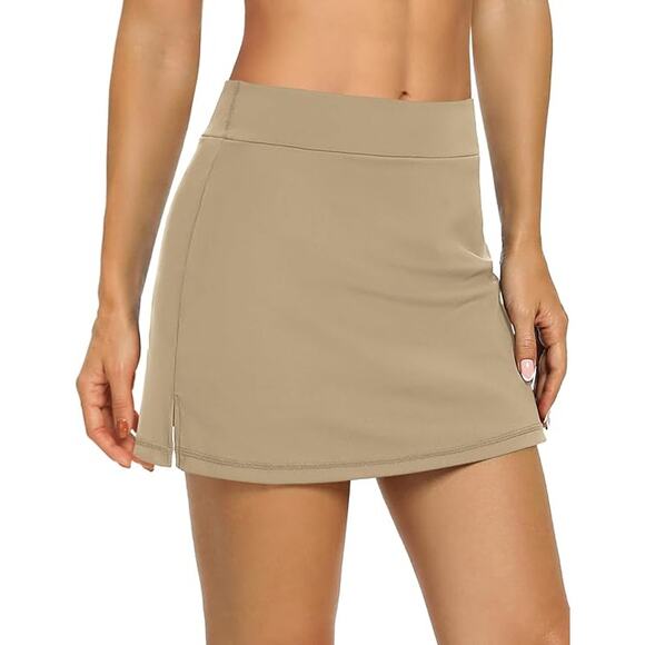 NWT New LouKeith Womens Large Khaki High Waist Activewear Workout Skort - Picture 1 of 6